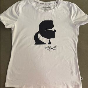 Karl Lagerfeld White T-Shirt with Black Silhouette#931